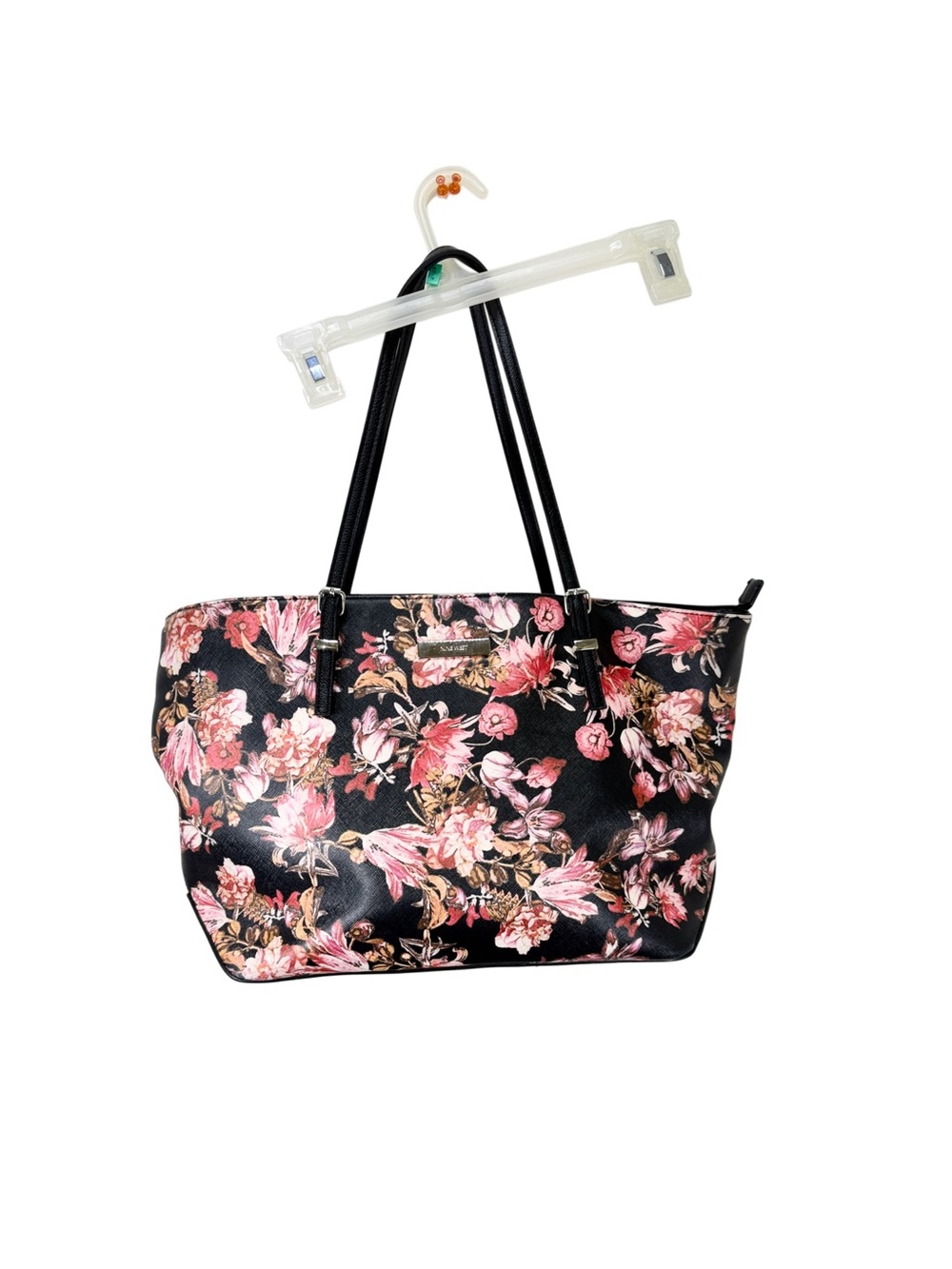 Nine West Black Tote with Pink Floral Print